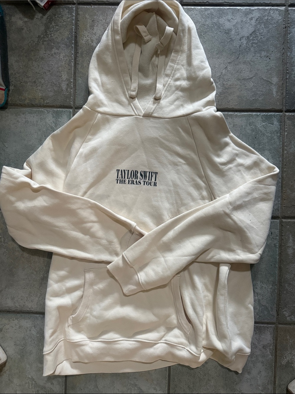 Taylor Swift Cream Pullover Hoodie with Centered Black Logo